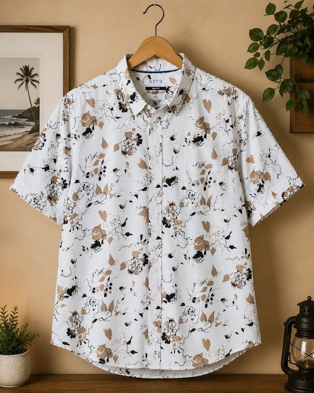 UNTUCKit Women's Short Sleeve Button-Up Floral Shirt Slim Fit  XXL